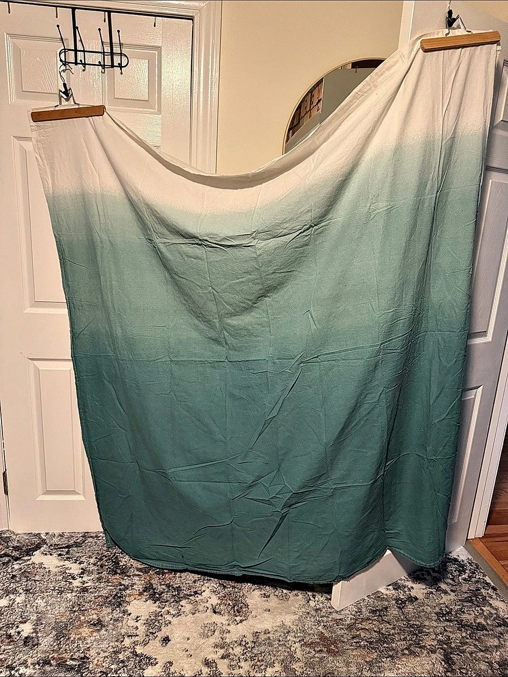 Threshold Cool Ombre Fabric Shower Curtain Gradient Green & White Throw Blanket